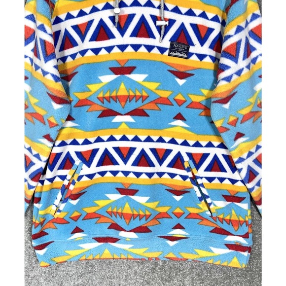 Massive Outdoor Aztec‎ Southwest Fleece Pullover Hoodie Mens Size Large - Picture 7 of 10